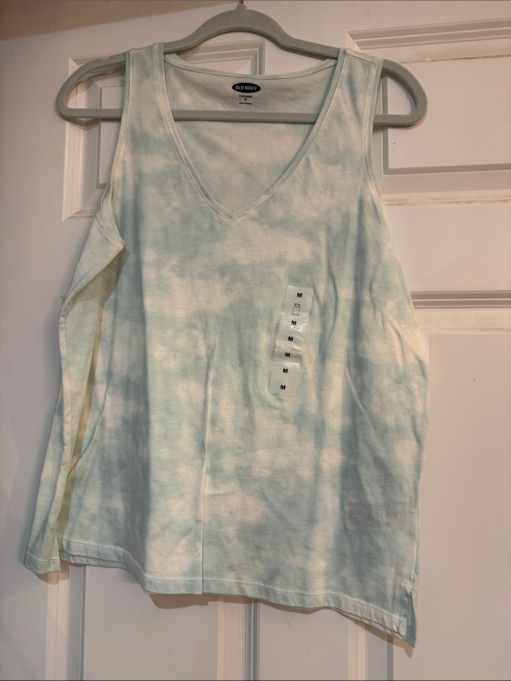Old Navy Light green and White Tie-Dye V-Neck Tank